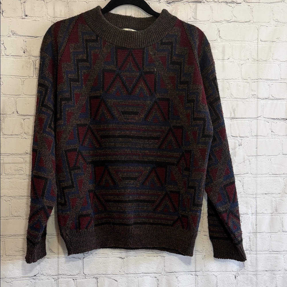 Vintage Sears Roebuck Men's Geometric Crewneck Sweater - Multicolor